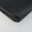 CELINE Circle Clutch Bag Leather Black Gold Auth 195006-14