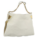GUCCI Chain Shoulder Bag Leather White Gold 290682 Auth 195007A-1