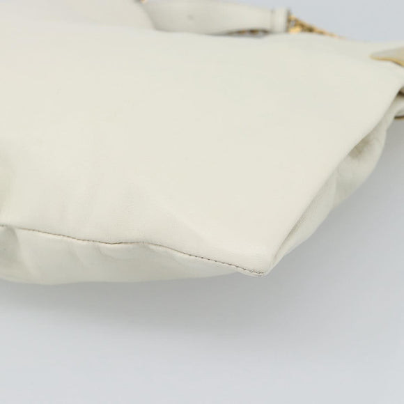 GUCCI Chain Shoulder Bag Leather White Gold 290682 Auth 195007A