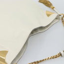 GUCCI Chain Shoulder Bag Leather White Gold 290682 Auth 195007A-6