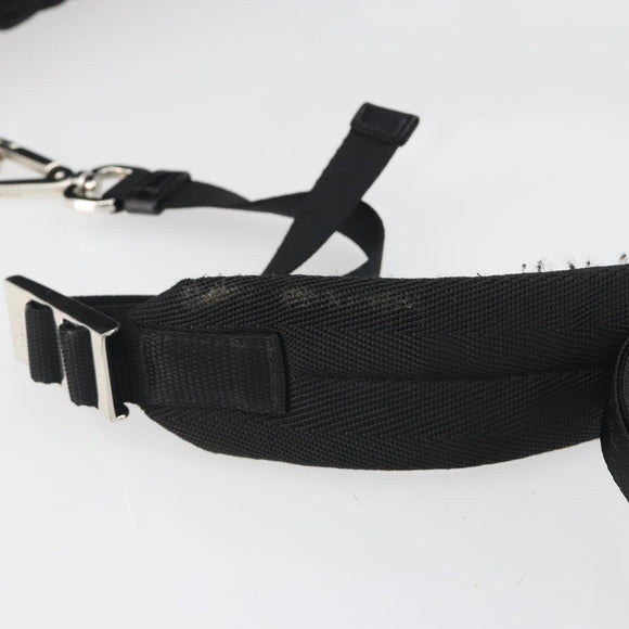 PRADA Body Bag Nylon Black Silver Auth 195008A