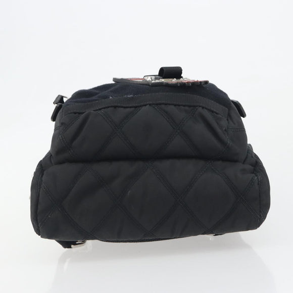 PRADA Body Bag Nylon Black Silver Auth 195008A
