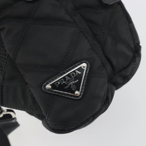 PRADA Body Bag Nylon Black Silver Auth 195008A