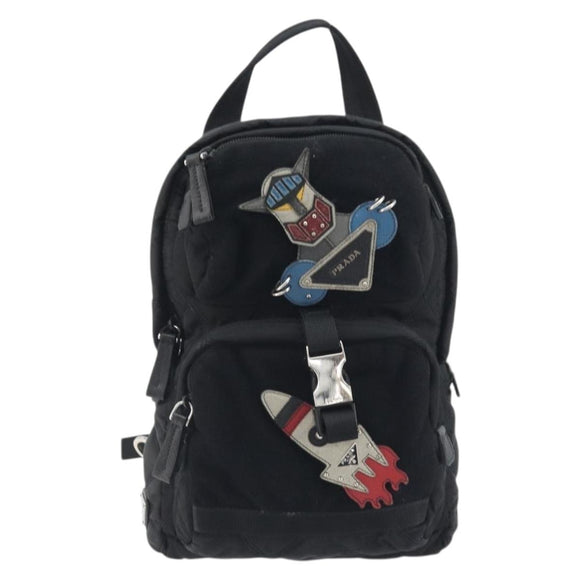 PRADA Body Bag Nylon Black Silver Auth 195008A