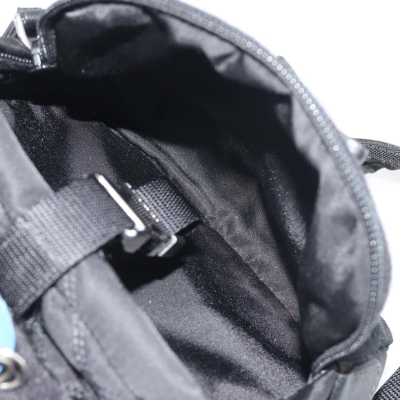 PRADA Body Bag Nylon Black Silver Auth 195008A