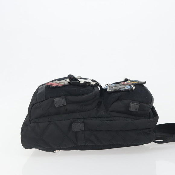 PRADA Body Bag Nylon Black Silver Auth 195008A