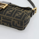 FENDI Zucca Canvas Mamma Baguette Shoulder Bag Brown Black Auth 195009M-10