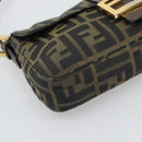 FENDI Zucca Canvas Mamma Baguette Shoulder Bag Brown Black Auth 195009M-11