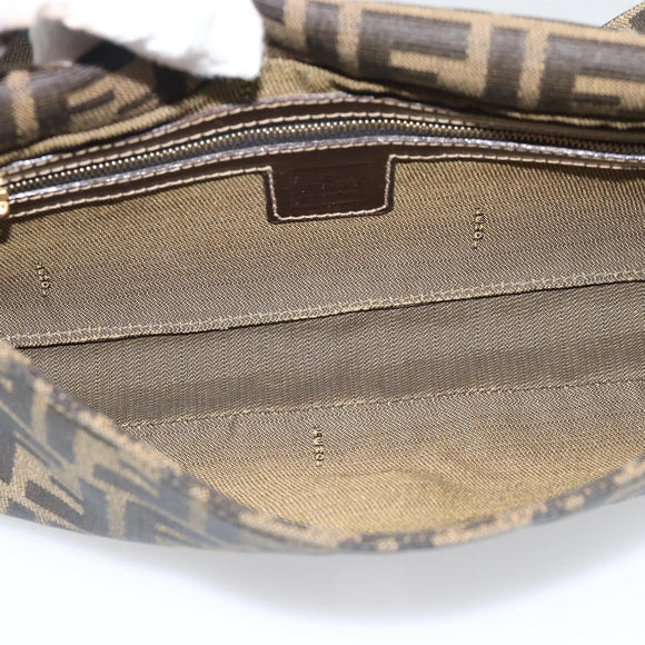FENDI Zucca Canvas Mamma Baguette Shoulder Bag Brown Black Auth 195009M