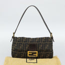 FENDI Zucca Canvas Mamma Baguette Shoulder Bag Brown Black Auth 195009M-23