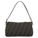 FENDI Zucca Canvas Mamma Baguette Shoulder Bag Brown Black Auth 195009M-3