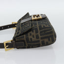 FENDI Zucca Canvas Mamma Baguette Shoulder Bag Brown Black Auth 195009M-4