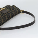 FENDI Zucca Canvas Mamma Baguette Shoulder Bag Brown Black Auth 195009M-7