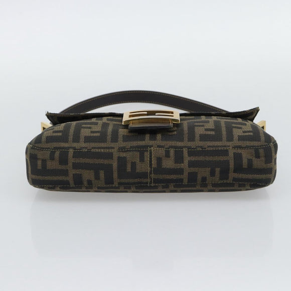 FENDI Zucca Canvas Mamma Baguette Shoulder Bag Brown Black Auth 195009M