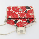 FENDI Mamma Baguette Hand Bag Canvas Red Silver Auth 195011SM-20