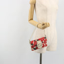 FENDI Mamma Baguette Hand Bag Canvas Red Silver Auth 195011SM-25