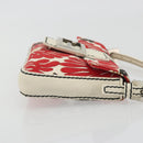 FENDI Mamma Baguette Hand Bag Canvas Red Silver Auth 195011SM-3