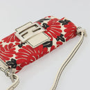 FENDI Mamma Baguette Hand Bag Canvas Red Silver Auth 195011SM-6