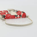 FENDI Mamma Baguette Hand Bag Canvas Red Silver Auth 195011SM-7