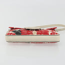 FENDI Mamma Baguette Hand Bag Canvas Red Silver Auth 195011SM-5