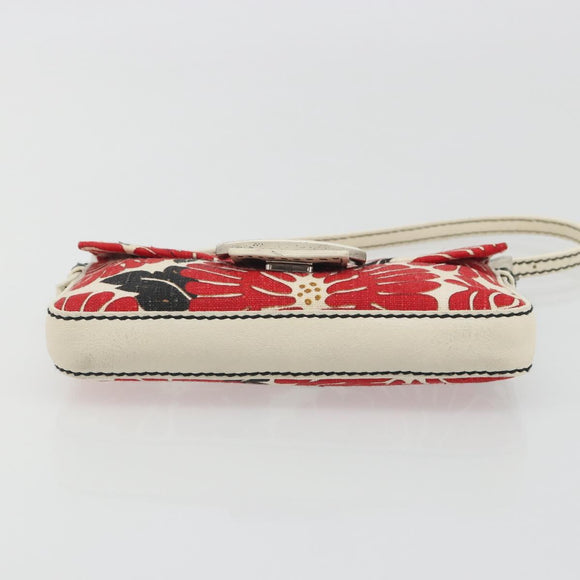 FENDI Mamma Baguette Hand Bag Canvas Red Silver Auth 195011SM