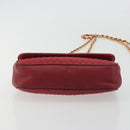 BALLY Chain Shoulder Bag Leather Red Gold Auth 195012-10
