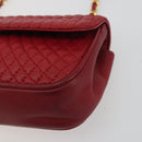 BALLY Chain Shoulder Bag Leather Red Gold Auth 195012-11