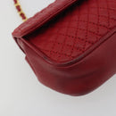BALLY Chain Shoulder Bag Leather Red Gold Auth 195012-12