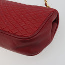 BALLY Chain Shoulder Bag Leather Red Gold Auth 195012-13