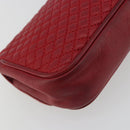 BALLY Chain Shoulder Bag Leather Red Gold Auth 195012-14