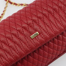 BALLY Chain Shoulder Bag Leather Red Gold Auth 195012-15