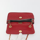 BALLY Chain Shoulder Bag Leather Red Gold Auth 195012-16
