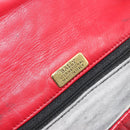 BALLY Chain Shoulder Bag Leather Red Gold Auth 195012-17