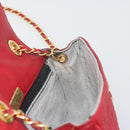 BALLY Chain Shoulder Bag Leather Red Gold Auth 195012-19