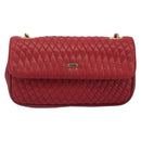 BALLY Chain Shoulder Bag Leather Red Gold Auth 195012-2