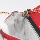 BALLY Chain Shoulder Bag Leather Red Gold Auth 195012-20