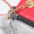 BALLY Chain Shoulder Bag Leather Red Gold Auth 195012-21
