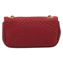 BALLY Chain Shoulder Bag Leather Red Gold Auth 195012-3