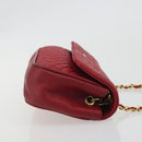 BALLY Chain Shoulder Bag Leather Red Gold Auth 195012-4