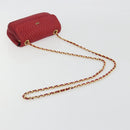 BALLY Chain Shoulder Bag Leather Red Gold Auth 195012-7