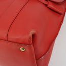 Salvatore Ferragamo Gancini Hand Bag Leather Red Gold Auth 195014-9
