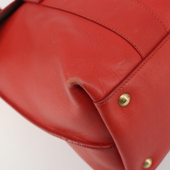 Salvatore Ferragamo Gancini Hand Bag Leather Red Gold Auth 195014