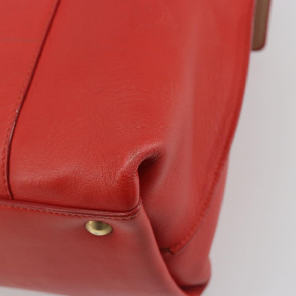 Salvatore Ferragamo Gancini Hand Bag Leather Red Gold Auth 195014