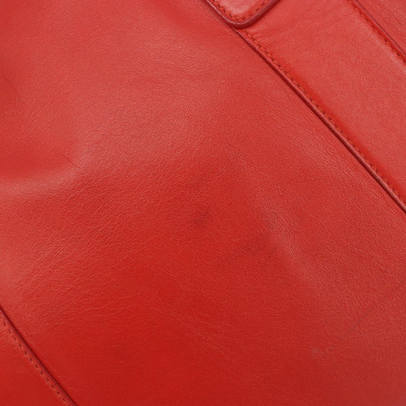 Salvatore Ferragamo Gancini Hand Bag Leather Red Gold Auth 195014
