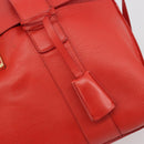 Salvatore Ferragamo Gancini Hand Bag Leather Red Gold Auth 195014-18