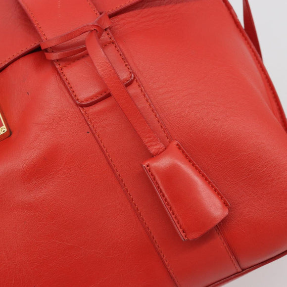 Salvatore Ferragamo Gancini Hand Bag Leather Red Gold Auth 195014
