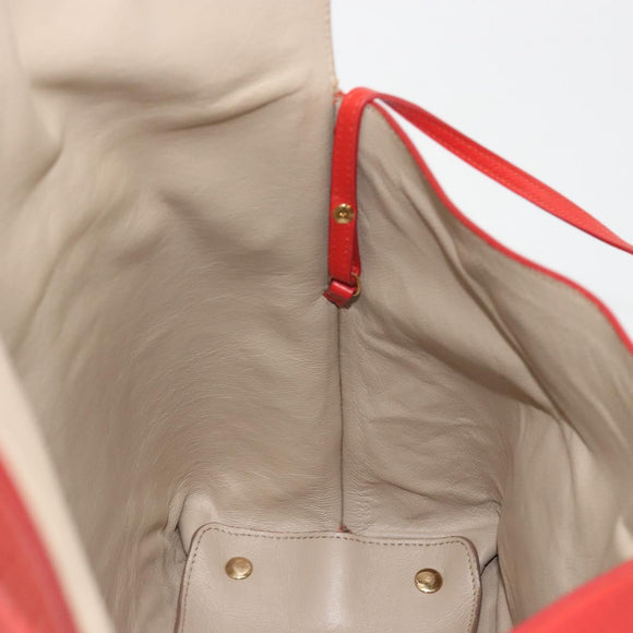 Salvatore Ferragamo Gancini Hand Bag Leather Red Gold Auth 195014