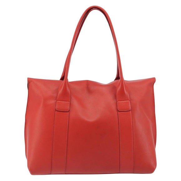 Salvatore Ferragamo Gancini Hand Bag Leather Red Gold Auth 195014