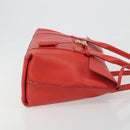 Salvatore Ferragamo Gancini Hand Bag Leather Red Gold Auth 195014-3