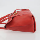 Salvatore Ferragamo Gancini Hand Bag Leather Red Gold Auth 195014-4